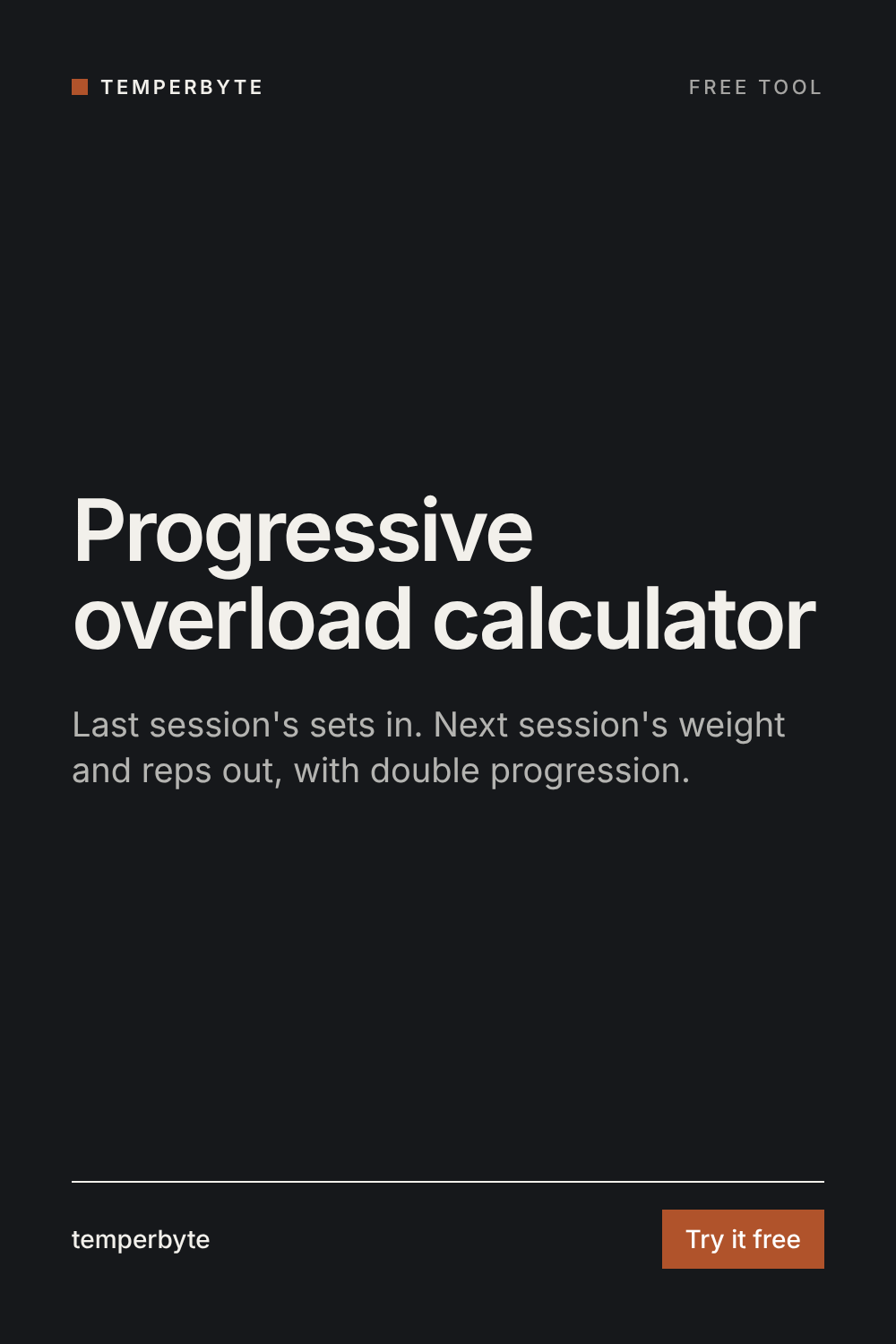 Progressive overload calculator: next session's weight and reps with double progression