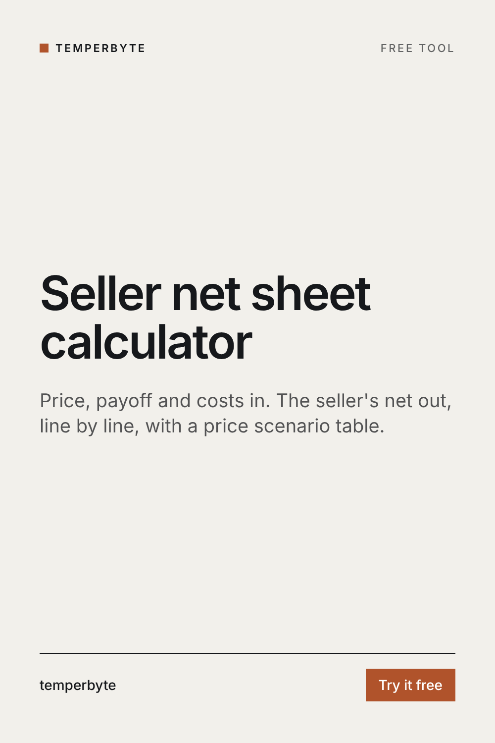 Seller net sheet calculator: estimate the seller's net proceeds