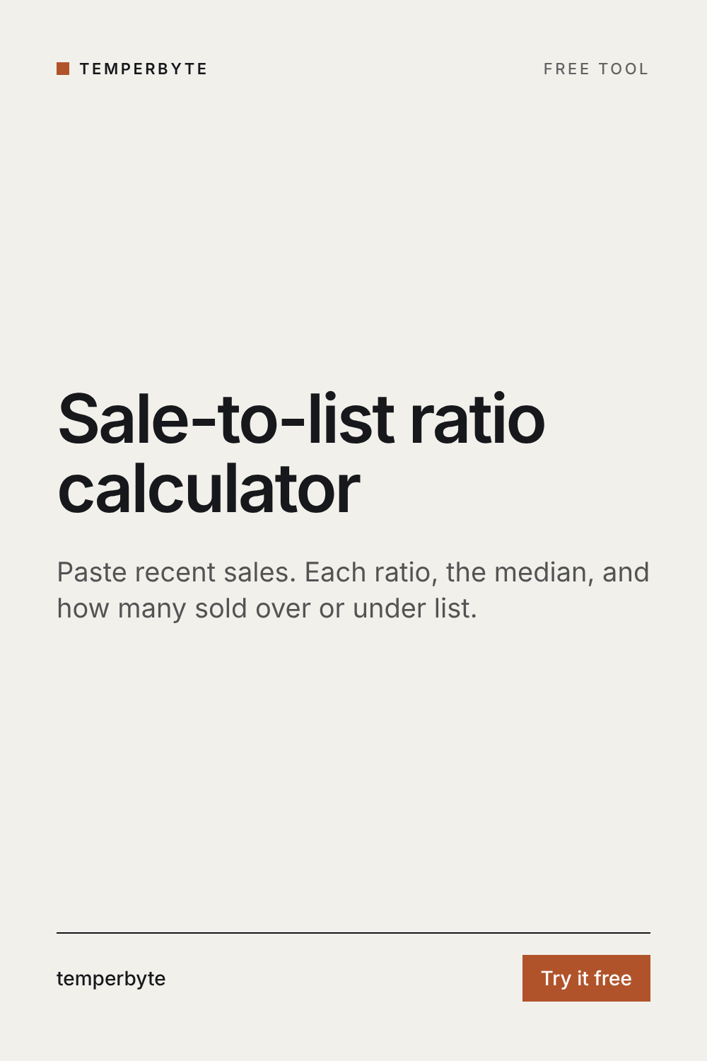Sale-to-list price ratio calculator for real estate agents